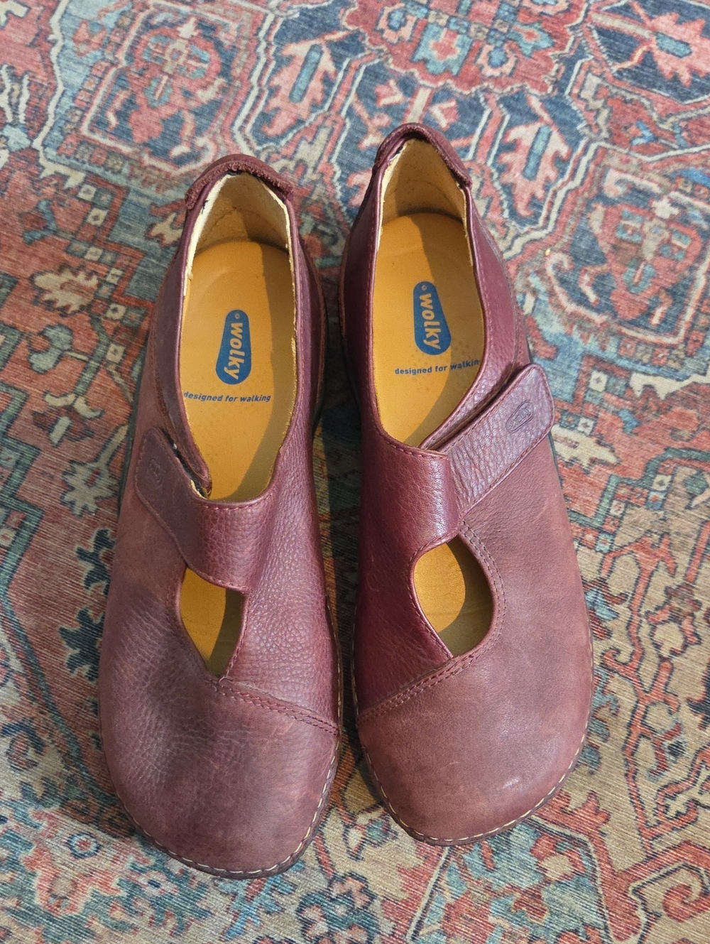Wolky Comfortable Women's Mary Jane Leather Shoes in Burgundy Size 40 - Picture 2 of 10